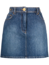 Versace Cotton Denim High Waist Mini Skirt In Blue