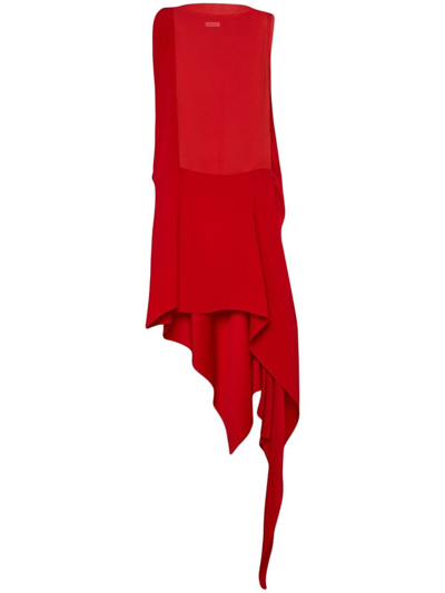 Ferragamo Asymmetric-design Silk Dress In Red