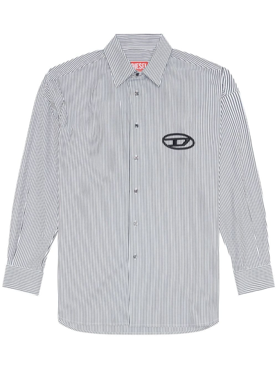 Diesel Logo-embroidered Striped Poplin Shirt In Multi