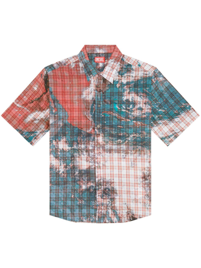 Diesel All-over Graphic Print Shirt In Blue
