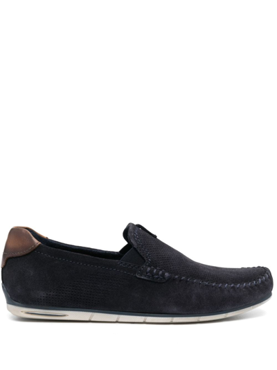 Bugatti Chesley Calf Suede Mocasins In Blue