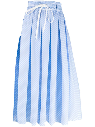 Jejia Pinstripe-print Pleated Skirt In Azure