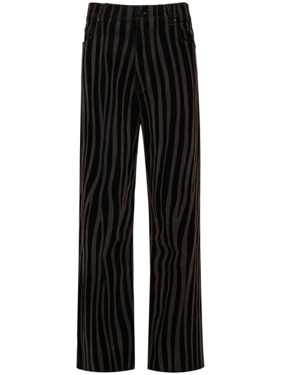 Rta Striped Straight-leg Cropped Trousers In Black