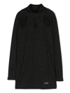 Monnalisa Cut-out Sparkle Long-sleeve Tunic In Black