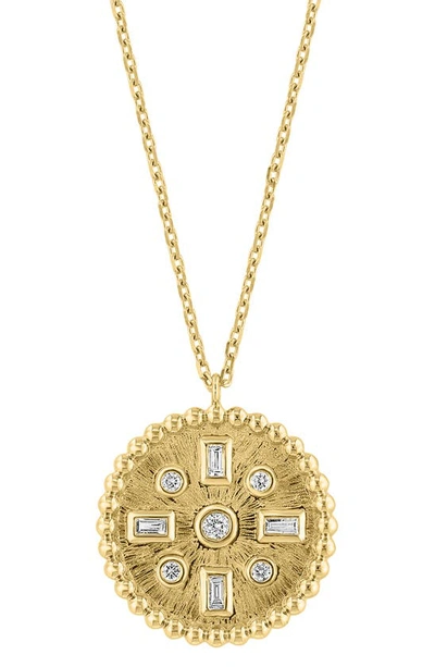 Effy 14k Yellow Gold & Diamond Medallion Pendant Necklace