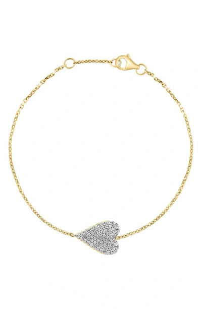 Effy 14k Yellow Gold & Diamond Heart Station Bracelet