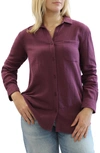 Beachlunchlounge Alessia Long Sleeve Cotton Shirt In Aubergine