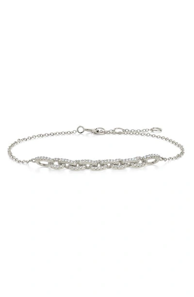 Sterling Forever Harper Pavé Cubic Zirconia Link Bracelet In Silver