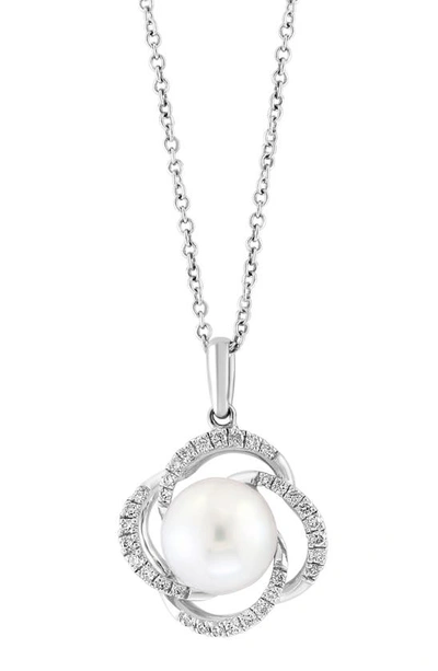 Effy Sterling Silver 8–9mm Freshwater Pearl & Diamond Pendant Necklace In White