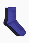 Cos 2-pack Ribbed Panel Socks In Blue