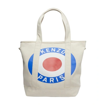 Kenzo Tote Bag With Logo In Ecru