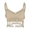 Rabanne Fringe-detailed Crochet Cotton Cropped Top In P253