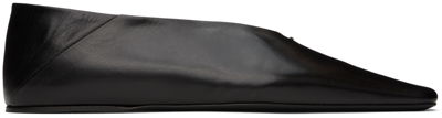 Jil Sander Black Square Toe Ballerina Flats In 001 Black