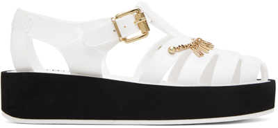 Moschino White Jelly Sandals In 100 Bianco
