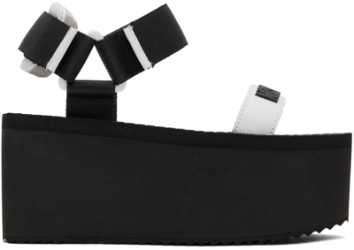 Moschino Black Logo Flatform Wedge Sandals In 00a Fantasy Color