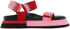 MOSCHINO PINK & RED LOGO TAPE SANDALS
