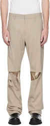GIVENCHY BEIGE DESTROYED TROUSERS