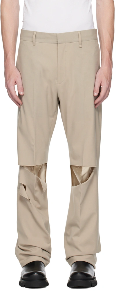 Givenchy Stone Tailored Trousers With Wear In Grey