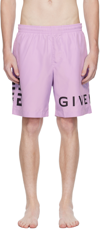 Givenchy 4g Long Swim Shorts In Recycled Nylon In Lilac