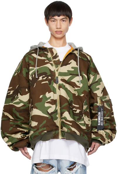 Vetements Camouflage-print Bomber Jacket In Green