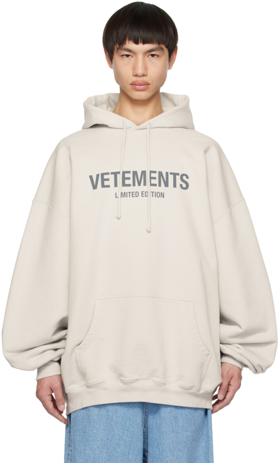 Vetements Logo Limited Edition Print Cotton Hoodie In White