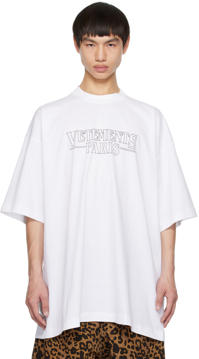 Vetements White Logo Print Cotton T-shirt