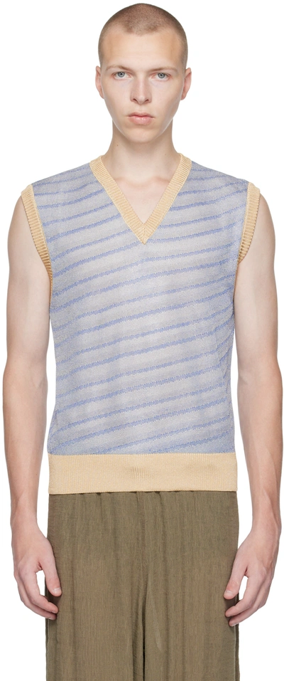 Our Legacy Static Stripes Knitted Vest Blue In Grey