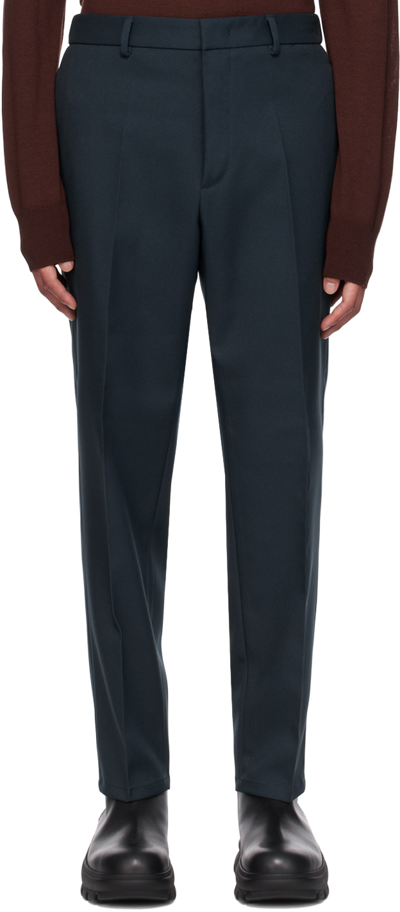 Jil Sander Blue Slim Trousers In 411 - Marine