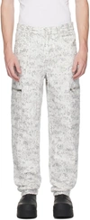 GIVENCHY WHITE & GRAY DESTROYED DENIM CARGO PANTS