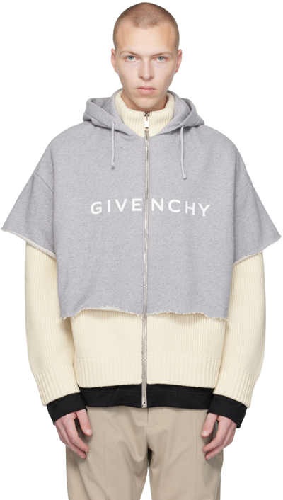 Givenchy Knit Felpa And Jersey Mash Up Hoodie In Multi
