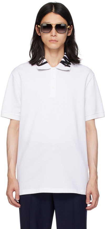 Moschino White Jacquard Polo In A1001 Fantasy Print