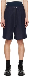 Ami Alexandre Mattiussi Navy Pinched Seam Shorts In Nautic Blue/491