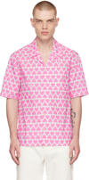 Ami Alexandre Mattiussi Regular Fit Camp Collar Short Sleeve Shirt In Pink
