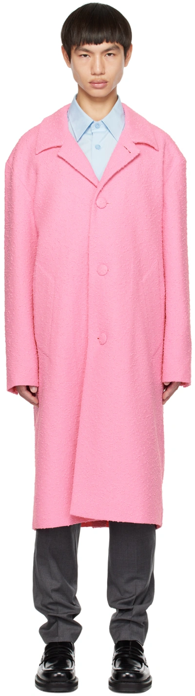 Ami Alexandre Mattiussi Pink Car Coat In Candy Pink/661