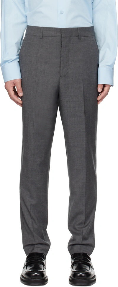 AMI ALEXANDRE MATTIUSSI GRAY CARROT FIT TROUSERS