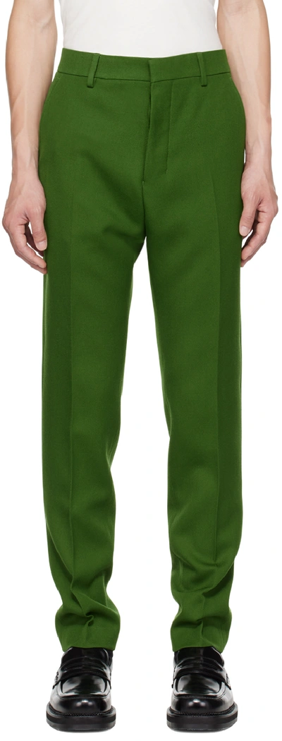 Ami Alexandre Mattiussi Green Cigarette Fit Trousers In Evergreen/311