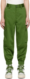 AMI ALEXANDRE MATTIUSSI GREEN ELASTICIZED CUFFS CARGO PANTS