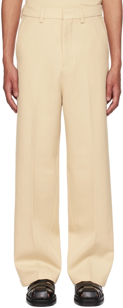 Ami Alexandre Mattiussi Beige Large Fit Trousers In Vanille/709