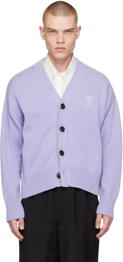 Ami Alexandre Mattiussi Ssense Exclusive Purple Ami De Cœur Cardigan In 507 Digital Violet