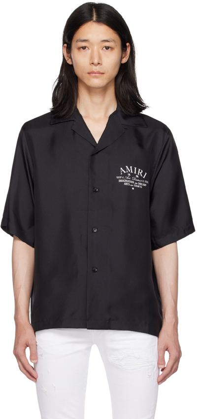 Amiri Men's Arts District Logo Silk Shirt In Black