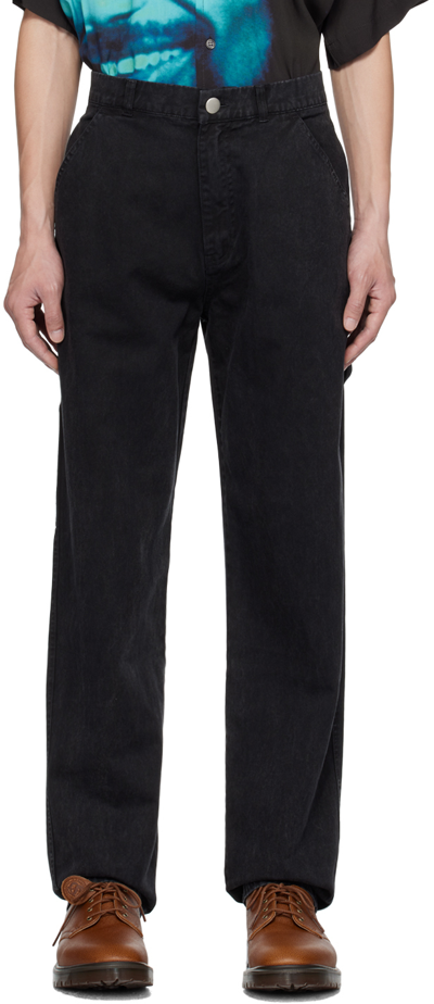 Awake Ny Cotton Jeans Pants Belt Loops Pockets In Black