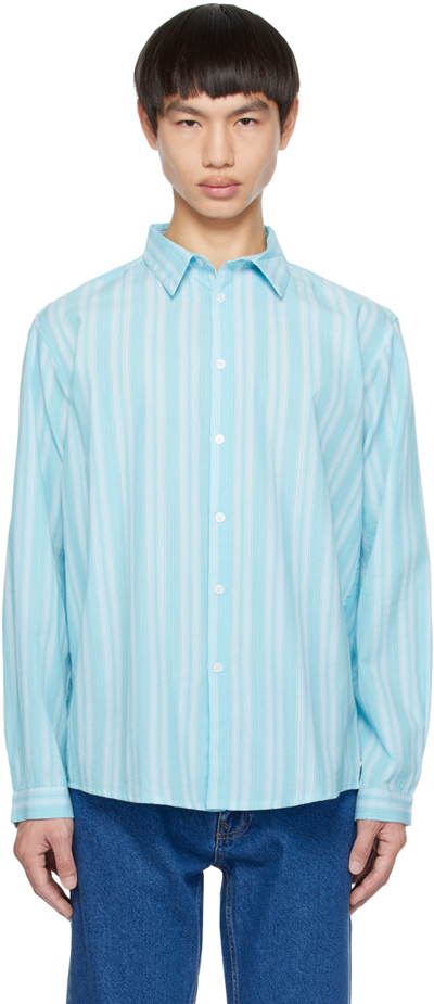Gimaguas Filipo Stripe Print Cotton Shirt In Light Blue