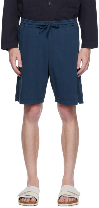 Universal Works Beach Short Lightweight Terry Navy 28714 In Blue