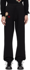 Bentgablenits Black Embroidered Sweatpants In Black