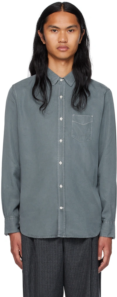 Officine Generale Lipp Garment-dyed Tencel Shirt In Gray