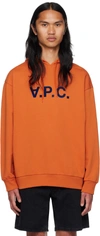 Apc A.p.c. Logo Printed Drawstring Hoodie In Eaf Brick-red