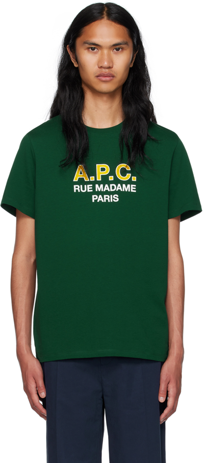 Apc Madame H T-shirt With Logo In Green