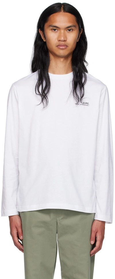 Apc White Item Long Sleeve T-shirt In Aab White
