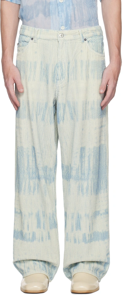 Our Legacy Blue And White Vast Cut Loose-fit Jeans