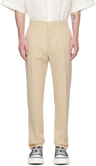 Ami Alexandre Mattiussi Beige Cigarette Fit Trousers In Vanille/709